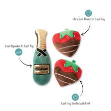 Load image into Gallery viewer, Fringe Studio Champagne and Strawberries Small Dog Toy